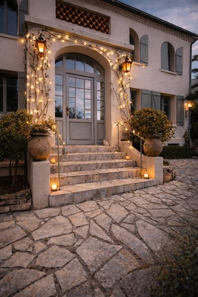 Ferronnerie artisanale Sudecor avec garde-corps décoratif installé sur une terrasse près de Saint-Raphaël, réalisation sur mesure pour extérieur méditerranéen.