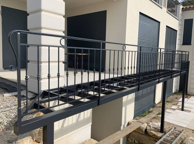 Valbonne, carros, metal, Fer, caillebotis, Bois, terrasse, balcon, Extention