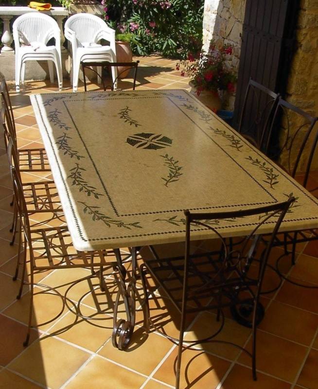 Table mosaïque extérieure rectangle de style méditerranéen